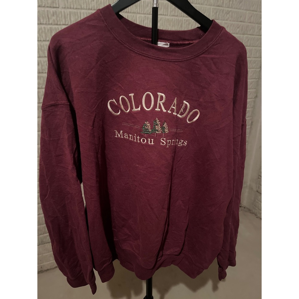 Gildan Maroon Colorado Manitou Springs Graphic Sweatshirt